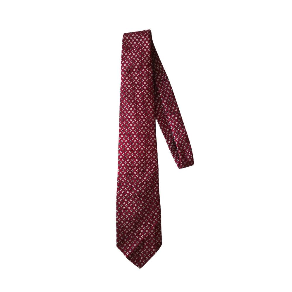 Vintage Saddle Club All Wool Men's Traditional Dotted Tie Burgundy